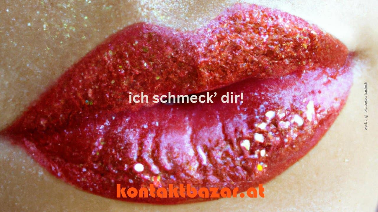 rosa Lippen, mit Glitter drauf